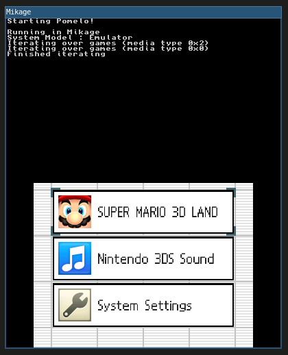 Pomelo running in the Mikage emulator, NDS style