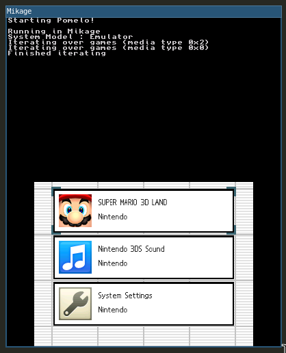 Pomelo running in the Mikage emulator, NDS style